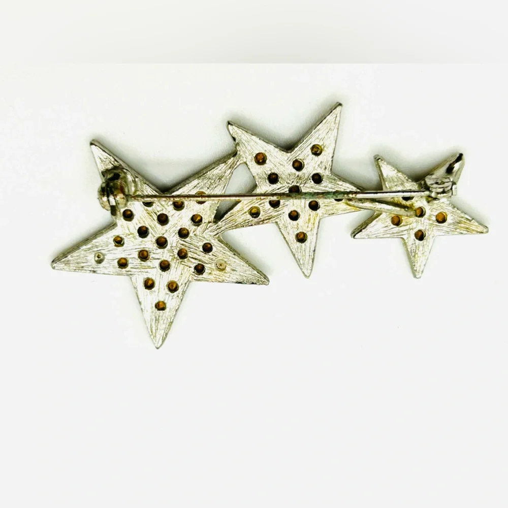 Vintage Art Deco Celestial Mystical Rhinestone Shooting Star Brooch Pin